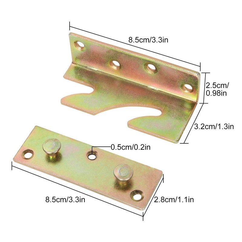 ZOEYES 4 Sets Bed Rail Fittings No-Mortise Bed Rail Brackets Heavy Duty Bed Frame Hardware Rust Proof Bed Frame Connectors with Screws for Headboards, Footboards Hold - Image 2